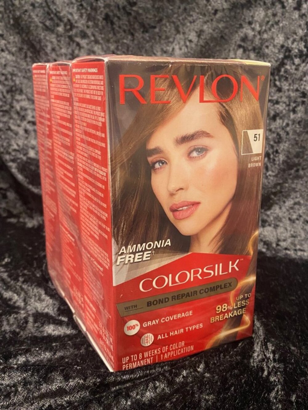 NEW 3 Pk REVLON ColorSilk Hair Color Bond Repair Keratin - 51 Dark Brown #51